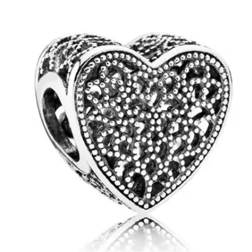 Intricate Silver Heart Charm